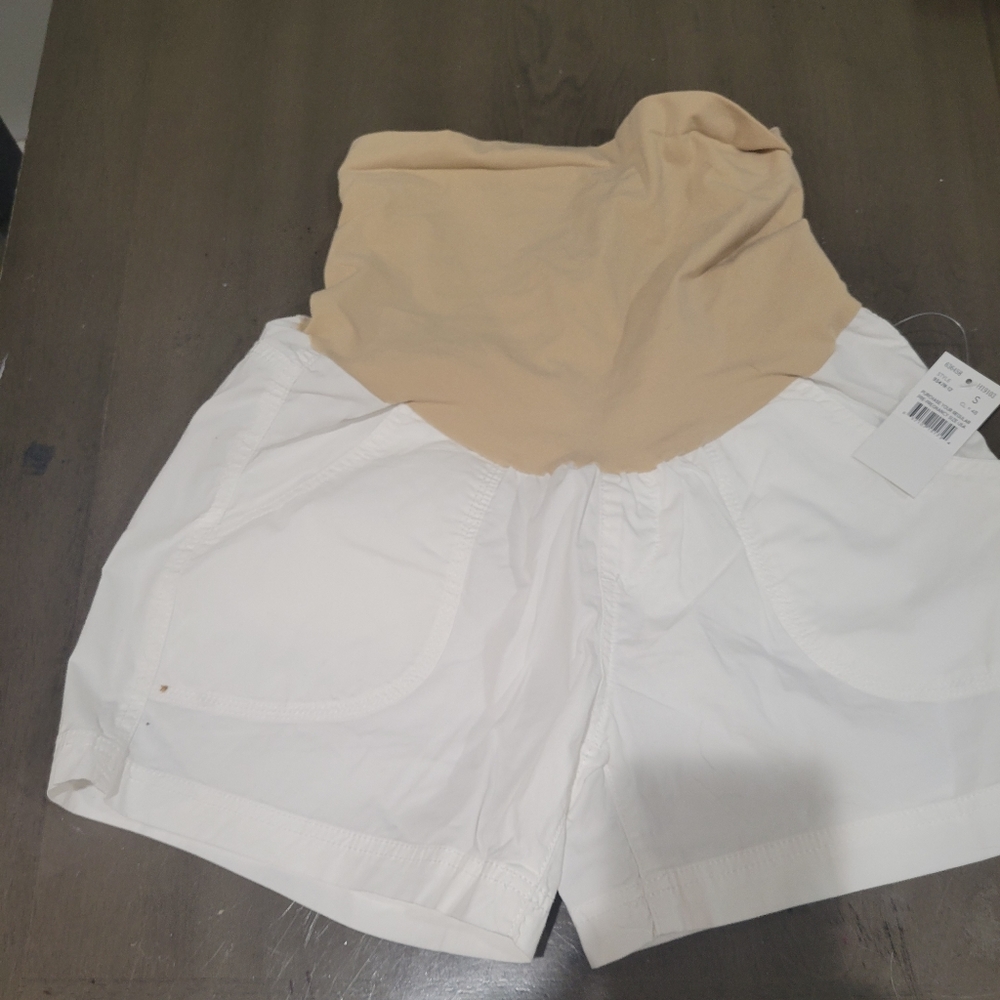 White maternity shorts